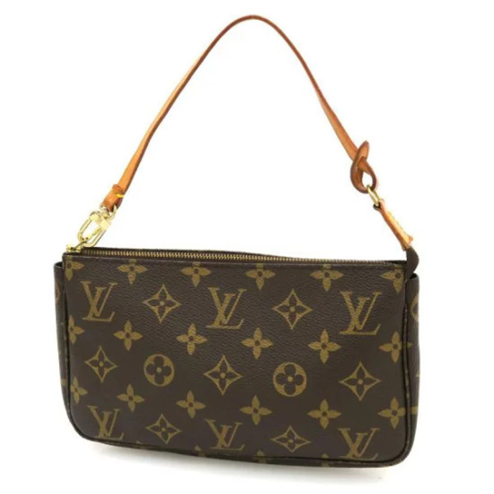 Louis Vuitton Monogram Accessory Pouch Canvas Leather Brown